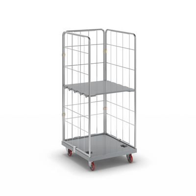 Rullcontainer i rostfritt stål Frida, rostfritt stål, med 3 sidogaller