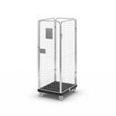 Rullcontainer med gallerväggar Jessica, 4-sidig, svart/förzinkad