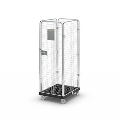 Rullcontainer med gallerväggar Jessica, 4-sidig, svart/förzinkad