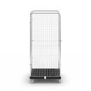 Rullcontainer med gallerväggar Jessica, 3-sidig, svart/förzinkad