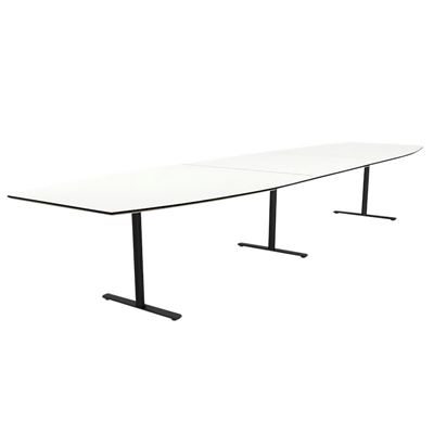 Konferensbord Elips, höjd 720 mm, BxD 5000 x 1200/800 mm, vit/svart