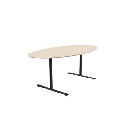 Konferensbord Elips, höjd 720 mm, BxD 1900 x 1000 mm, björk/svart