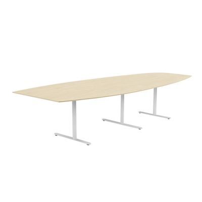 Konferensbord Elips, höjd 720 mm, BxD 3800 x 1200/800 mm, björk/vit
