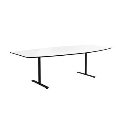 Konferensbord Elips, höjd 720 mm, BxD 2400 x 1200/800 mm, vit/svart