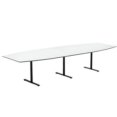 Konferensbord Elips, höjd 720 mm, BxD 3800 x 1200/800 mm, vit/svart