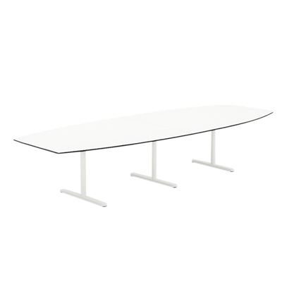 Konferensbord Elips, höjd 720 mm, BxD 3800 x 1200/800 mm, vit/vit