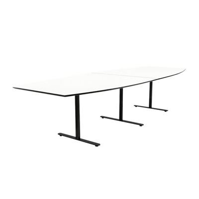 Konferensbord Elips, höjd 720 mm, BxD 3200 x 1200/800 mm, vit/svart