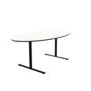 Konferensbord Elips, höjd 720 mm, BxD 1900 x 1000 mm, vit/svart