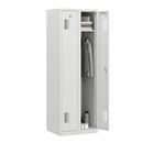 Klädskåp Amsterdam, 2 sektioner, ljusgrå, bredd 600 mm, cylinderlås