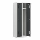 Klädskåp Amsterdam, 2 sektioner, ljusgrå/basaltgrå, bredd 600 mm, cylinderlås