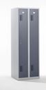 Klädskåp Amsterdam, 2 sektioner, ljusgrå/basaltgrå, bredd 600 mm, cylinderlås