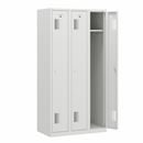 Klädskåp Amsterdam, 3 sektioner, ljusgrå, bredd 900 mm, cylinderlås