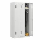 Klädskåp Amsterdam, 3 sektioner, ljusgrå, bredd 900 mm, cylinderlås