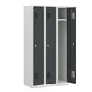 Klädskåp Amsterdam, 3 sektioner, ljusgrå/basaltgrå, bredd 900 mm, cylinderlås