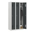 Klädskåp Amsterdam, 3 sektioner, ljusgrå/basaltgrå, bredd 900 mm, cylinderlås