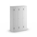 Klädskåp Amsterdam, 3 sektioner, ljusgrå, bredd 1200 mm, cylinderlås