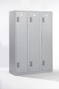 Klädskåp Amsterdam, 3 sektioner, ljusgrå, bredd 1200 mm, cylinderlås