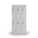 Klädskåp med två fack Amsterdam, 3 sektioner, bredd 900 mm, 6 fack, ljusgrå