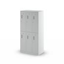 Klädskåp med två fack Amsterdam, 3 sektioner, bredd 900 mm, 6 fack, ljusgrå