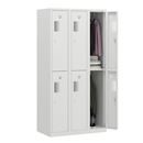 Klädskåp med två fack Amsterdam, 3 sektioner, bredd 900 mm, 6 fack, ljusgrå