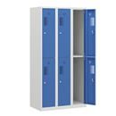 Klädskåp med två fack Amsterdam, 3 sektioner, bredd 900 mm, 6 fack, ljusgrå/ljusblå