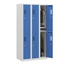 Klädskåp med två fack Amsterdam, 3 sektioner, bredd 900 mm, 6 fack, ljusgrå/ljusblå