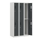 Klädskåp med två fack Amsterdam, 3 sektioner, bredd 900 mm, 6 fack, ljusgrå/basaltgrå