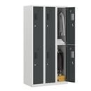 Klädskåp med två fack Amsterdam, 3 sektioner, bredd 900 mm, 6 fack, ljusgrå/basaltgrå