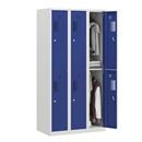 Klädskåp med två fack Amsterdam, 3 sektioner, bredd 900 mm, 6 fack, ljusgrå/gentianablå