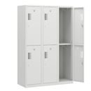 Klädskåp med två fack Amsterdam, 3 sektioner, bredd 1200 mm, 6 fack, ljusgrå