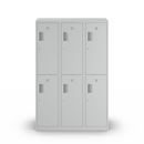 Klädskåp med två fack Amsterdam, 3 sektioner, bredd 1200 mm, 6 fack, ljusgrå