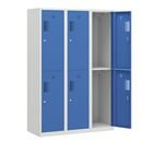 Klädskåp med två fack Amsterdam, 3 sektioner, bredd 1200 mm, 6 fack, ljusgrå/ljusblå