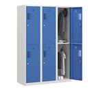 Klädskåp med två fack Amsterdam, 3 sektioner, bredd 1200 mm, 6 fack, ljusgrå/ljusblå