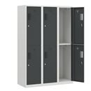 Klädskåp med två fack Amsterdam, 3 sektioner, bredd 1200 mm, 6 fack, ljusgrå/basaltgrå