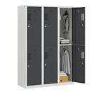 Klädskåp med två fack Amsterdam, 3 sektioner, bredd 1200 mm, 6 fack, ljusgrå/basaltgrå