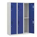 Klädskåp med två fack Amsterdam, 3 sektioner, bredd 1200 mm, 6 fack, ljusgrå/gentianablå