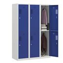 Klädskåp med två fack Amsterdam, 3 sektioner, bredd 1200 mm, 6 fack, ljusgrå/gentianablå