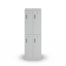 Klädskåp med två fack Amsterdam, 2 sektioner, bredd 600 mm, 4 fack, ljusgrå