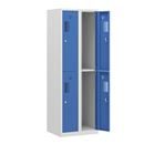 Klädskåp med två fack Amsterdam, 2 sektioner, bredd 600 mm, 4 fack, ljusgrå/ljusblå