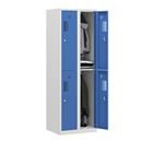 Klädskåp med två fack Amsterdam, 2 sektioner, bredd 600 mm, 4 fack, ljusgrå/ljusblå