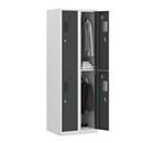 Klädskåp med två fack Amsterdam, 2 sektioner, bredd 600 mm, 4 fack, ljusgrå/basaltgrå