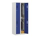 Klädskåp med två fack Amsterdam, 2 sektioner, bredd 600 mm, 4 fack, ljusgrå/gentianablå