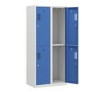 Klädskåp med två fack Amsterdam, 2 sektioner, bredd 800 mm, 4 fack, ljusgrå/ljusblå