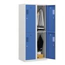 Klädskåp med två fack Amsterdam, 2 sektioner, bredd 800 mm, 4 fack, ljusgrå/ljusblå