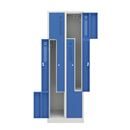 Z-skåp Amsterdam, 2 sektioner, ljusgrå/ljusblå, bredd 590 mm