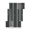 Z-skåp Amsterdam, 3 sektioner, ljusgrå/basaltgrå, bredd 870 mm