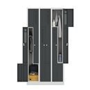 Z-skåp Amsterdam, 3 sektioner, ljusgrå/basaltgrå, bredd 870 mm