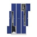 Z-skåp Amsterdam, 3 sektioner, ljusgrå/gentianablå, bredd 870 mm