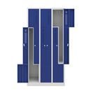 Z-skåp Amsterdam, 3 sektioner, ljusgrå/gentianablå, bredd 870 mm