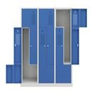 Z-skåp Amsterdam, 3 sektioner, ljusgrå/ljusblå, bredd 1185 mm